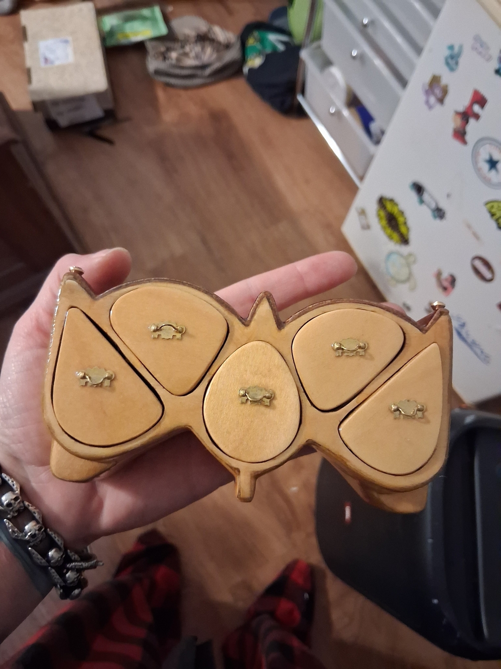 Tan Butterfly Jewelry Organizer with Five Drawers